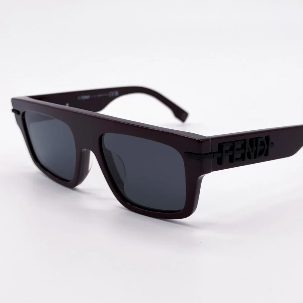 NEW FENDI FE40091U 69A BORDEAUX GREY SQUARE MEN SUNGLASSES FENDI
